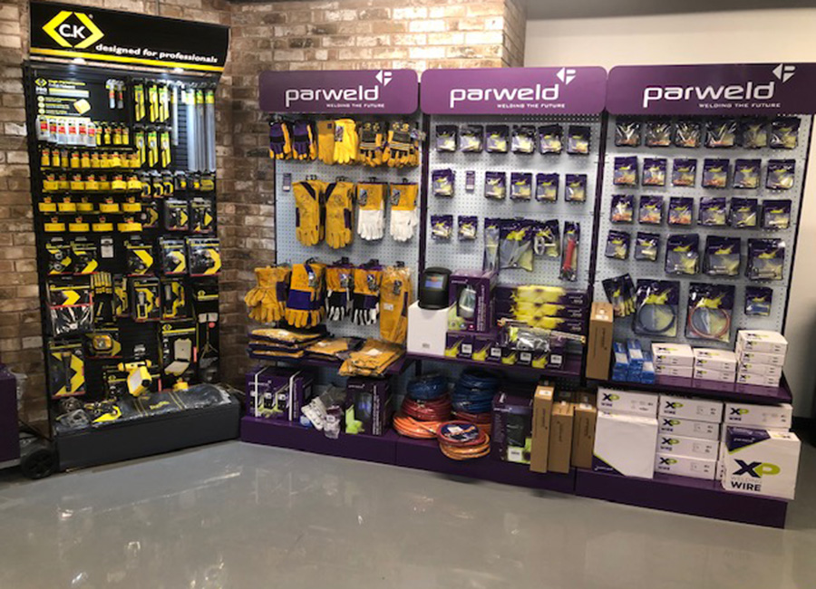 Parweld and CK tools point of sale stands att the Trent Fastners Trade Counter in Shropshire
